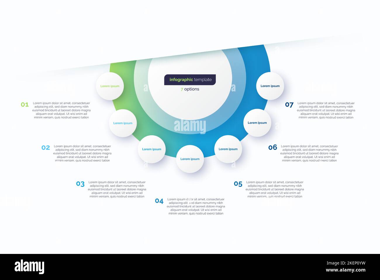 Six option circle infographic design template. Vector illustration Stock Vector