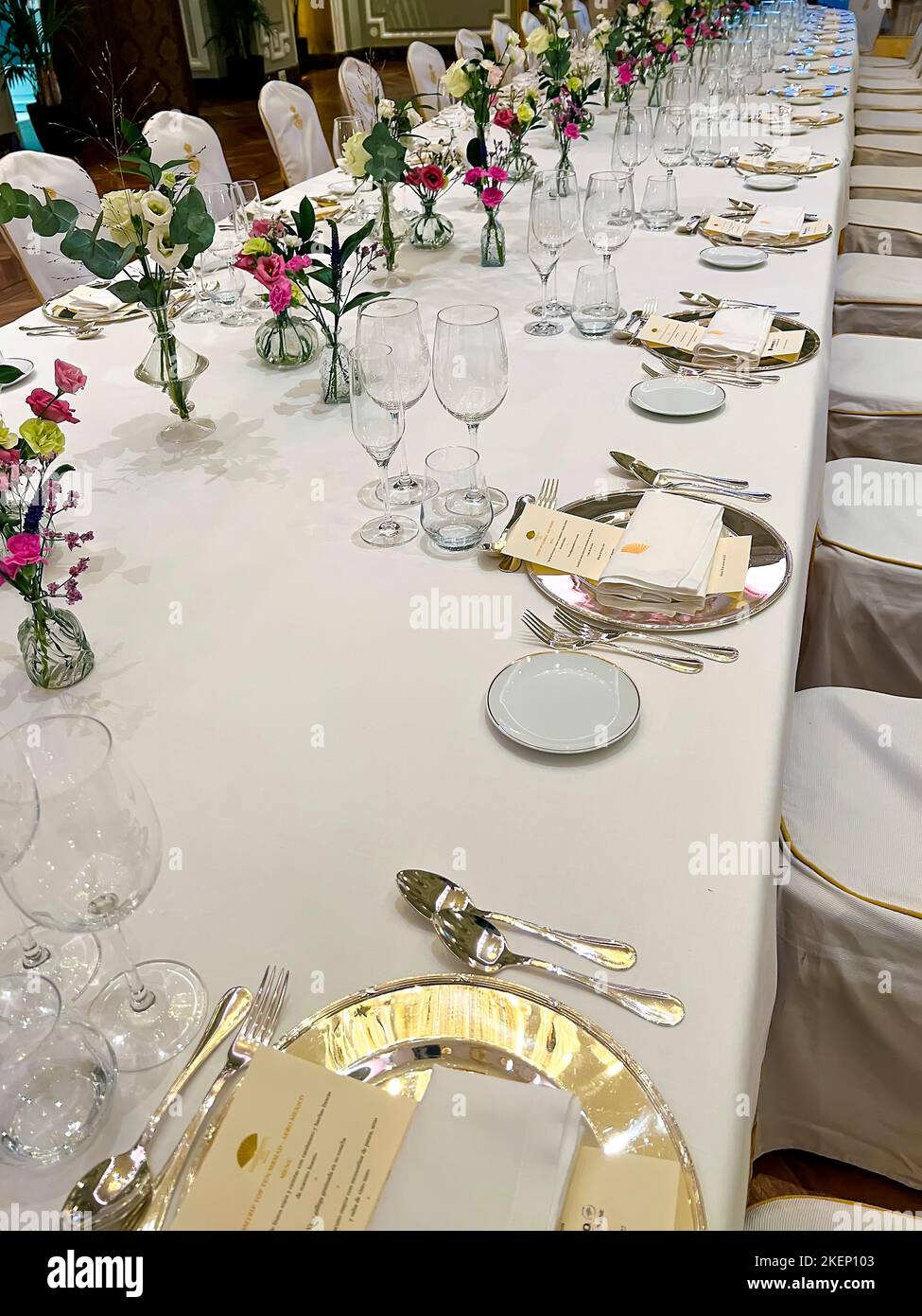 Formal layout on dinner table Stock Photo