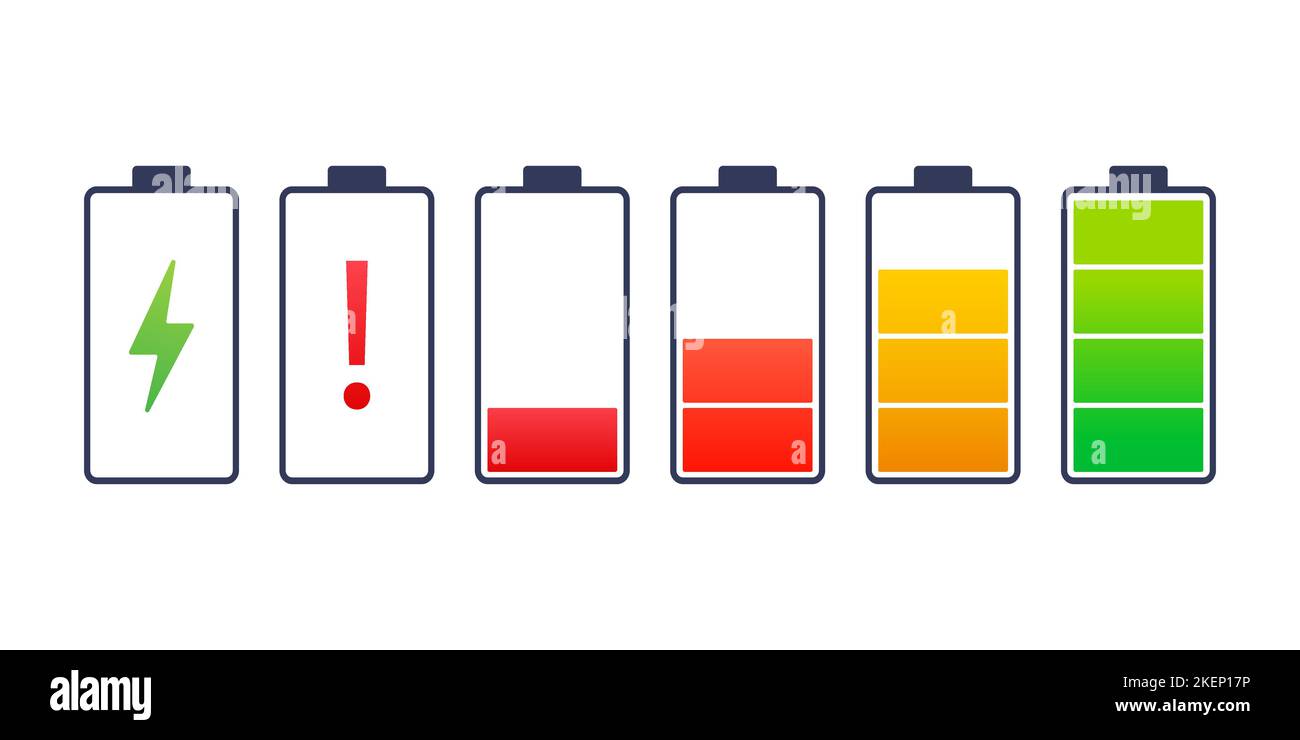 Battery charge level. Charge indicator. Electric power. Vector stock ...