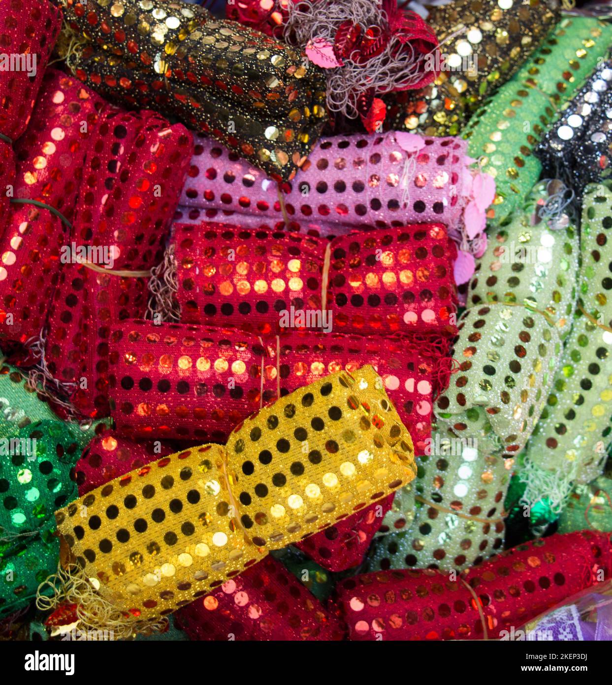 Examples of bright fabric of various color in view Stock Photo - Alamy