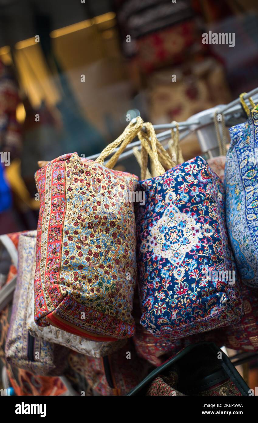 Traditional style handmade woven bags of fabric Stock Photo - Alamy