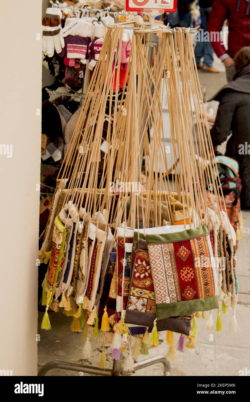 Traditional style handmade woven bags of fabric Stock Photo - Alamy