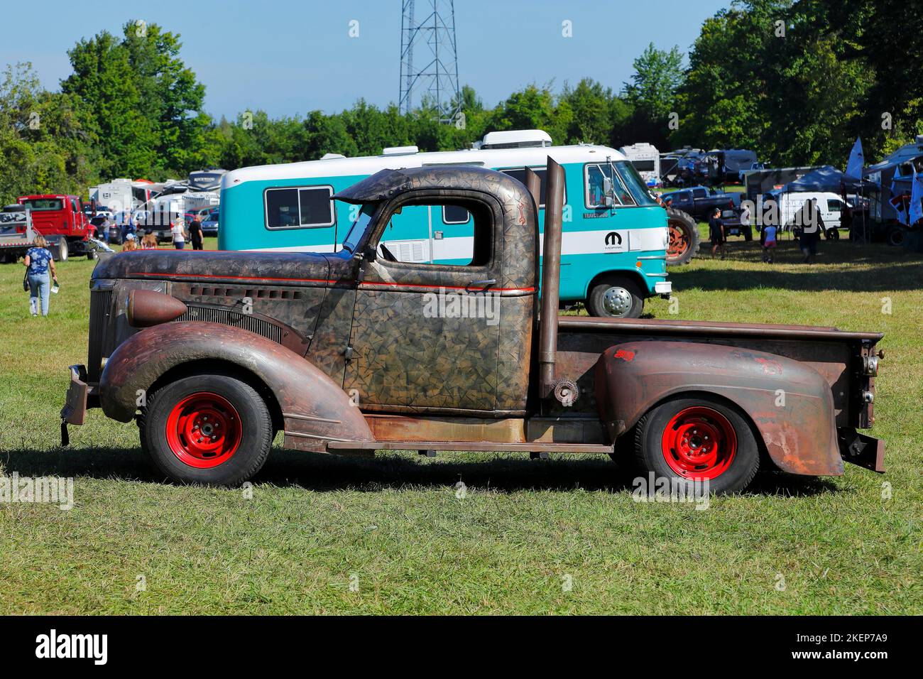 Vintage truck, farmland antique event, Province of Quebec, Canada Stock Photo