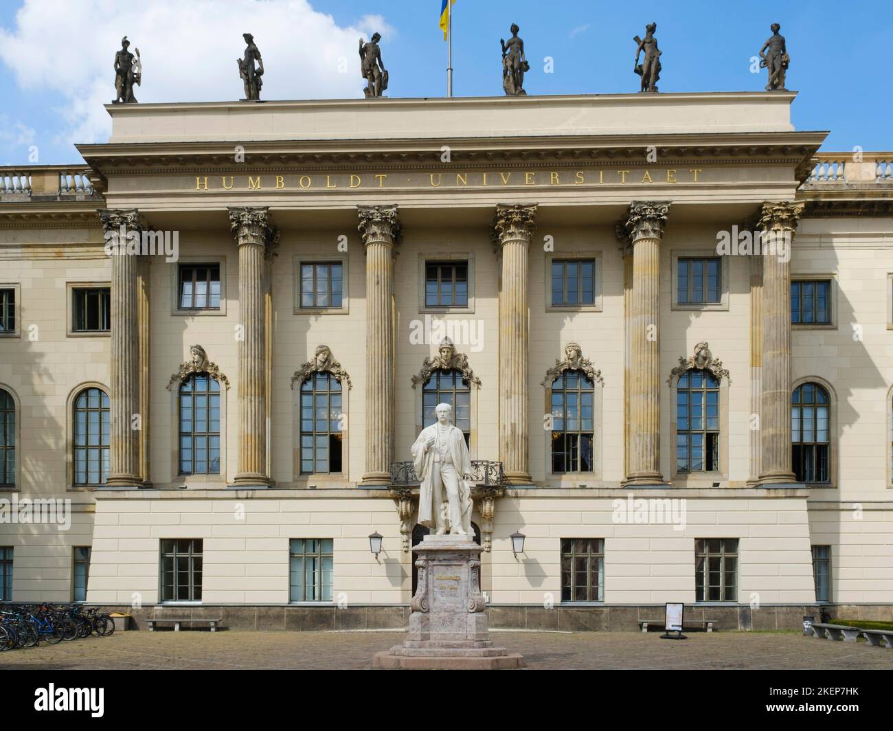 Humboldt University with Hermann von Helmholtz Monument, Unter den Linden, Berlin, Germany Stock Photo