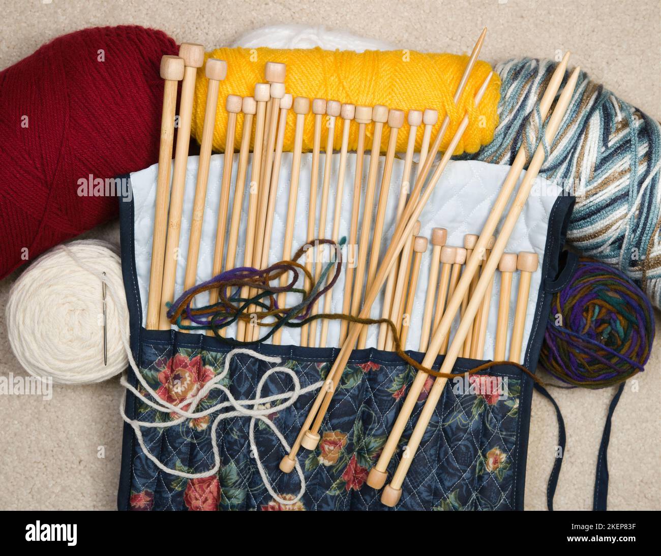 Knitting tools and kit for crafting Stock Photo
