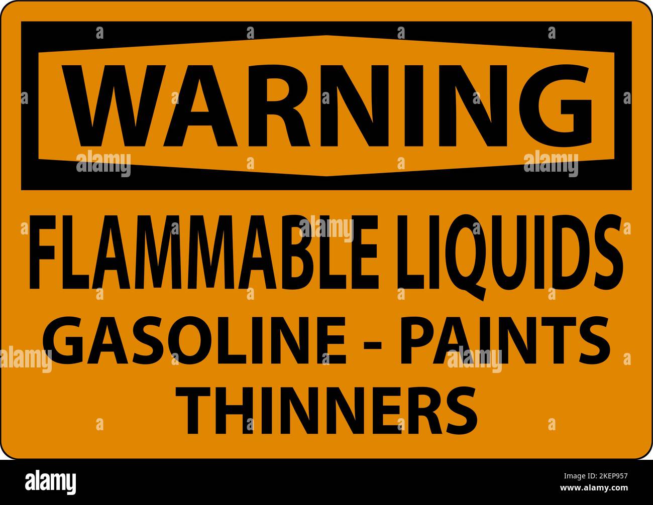 Warning Sign Flammable Liquids, Gasoline, Paints, Thinners Stock Vector