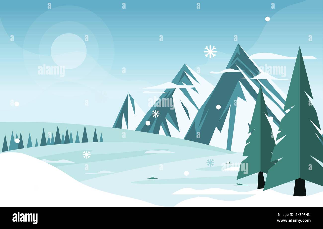 Beautiful Village House Mountain Winter Snow Landscape Stock Vector ...