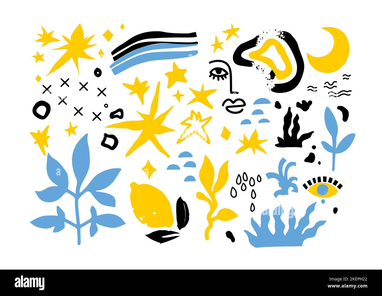 Abstract painting, face and blooming flower vector Stock Vector
