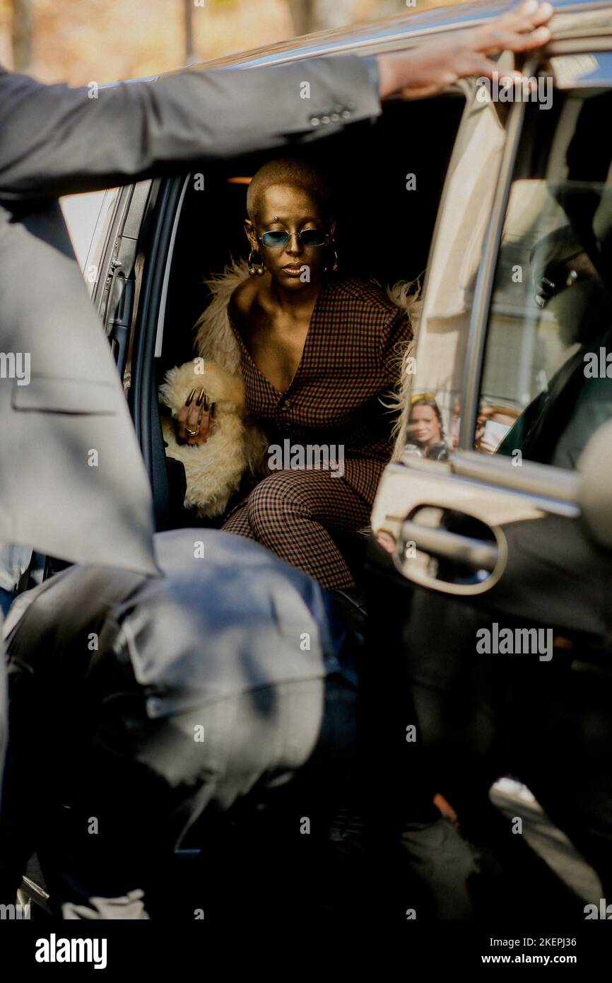 Street style, Doja Cat arriving at AWAKE Spring Summer 2023 show, held