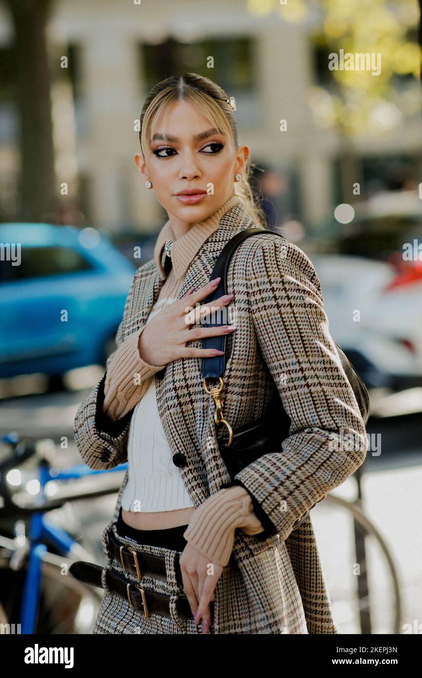 Street style, Jordanna Maia arriving at Miu Miu Spring Summer 2023 show