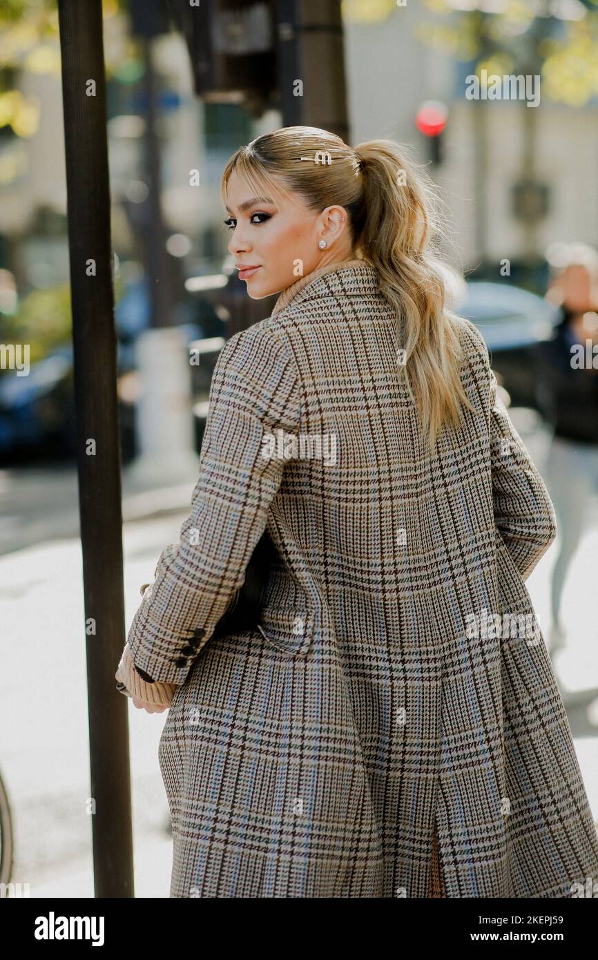 Street style, Jordanna Maia arriving at Miu Miu Spring Summer 2023 show