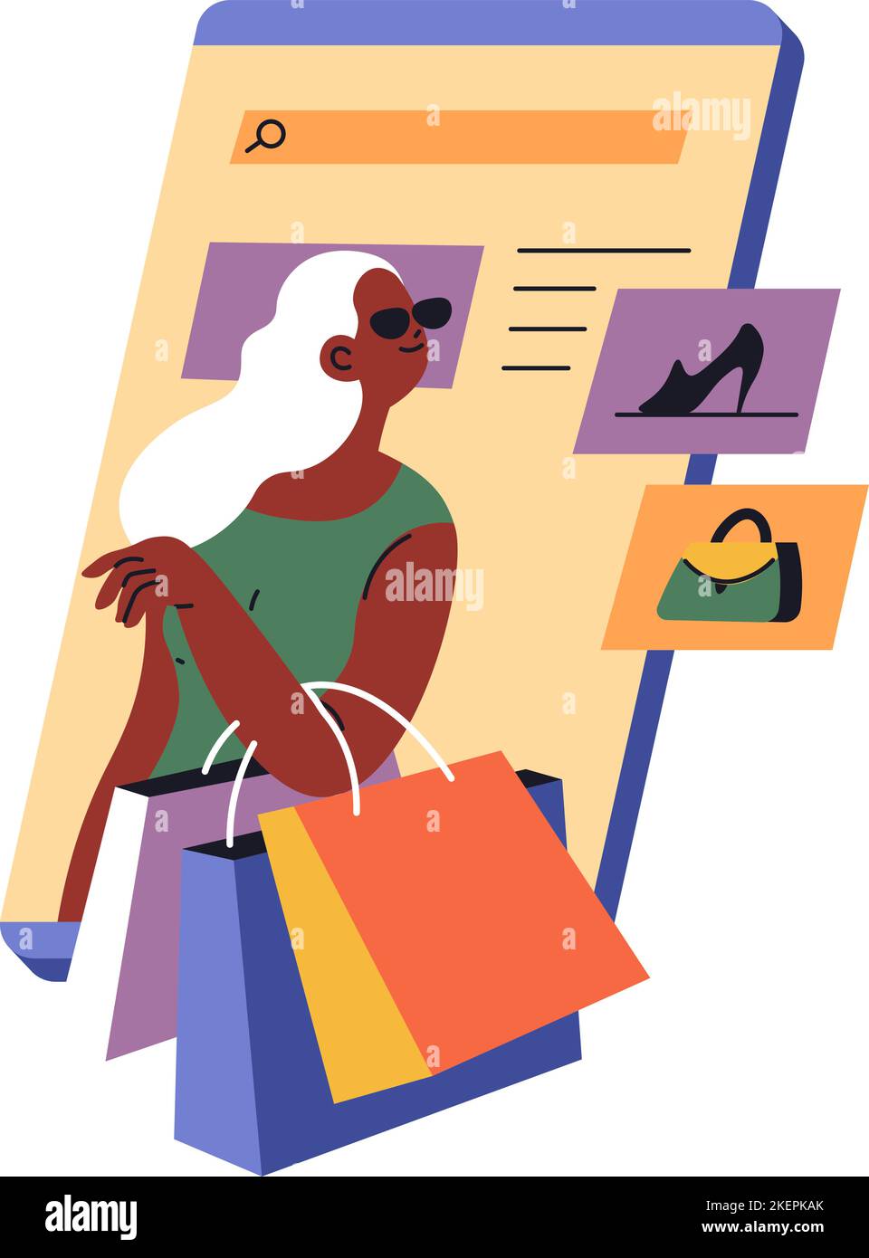 Online shopping, buying clothes in internet vector Stock Vector Image ...