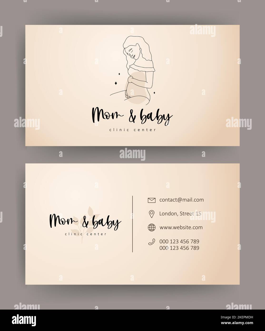 Obstetrician gynecologist business card. Vector template with linear ...
