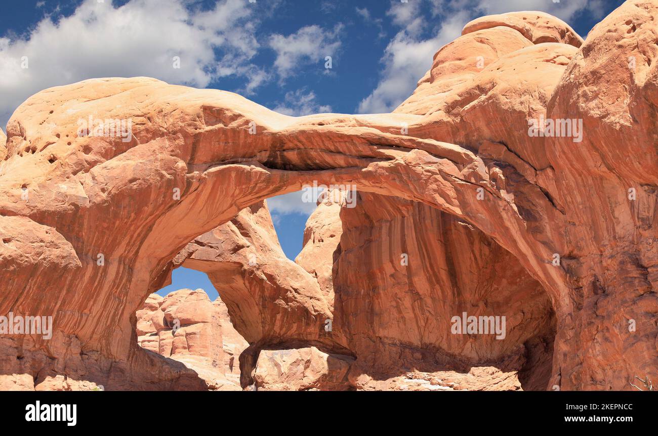 Double Arch in Arches National Park, Utah, USA Stock Photo