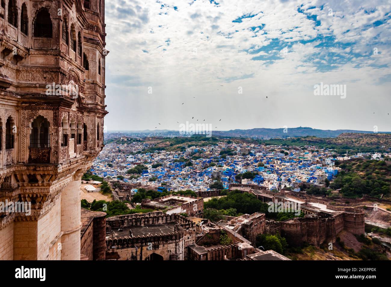 blue city view from fort with flat bright sky at morning Stock Photo