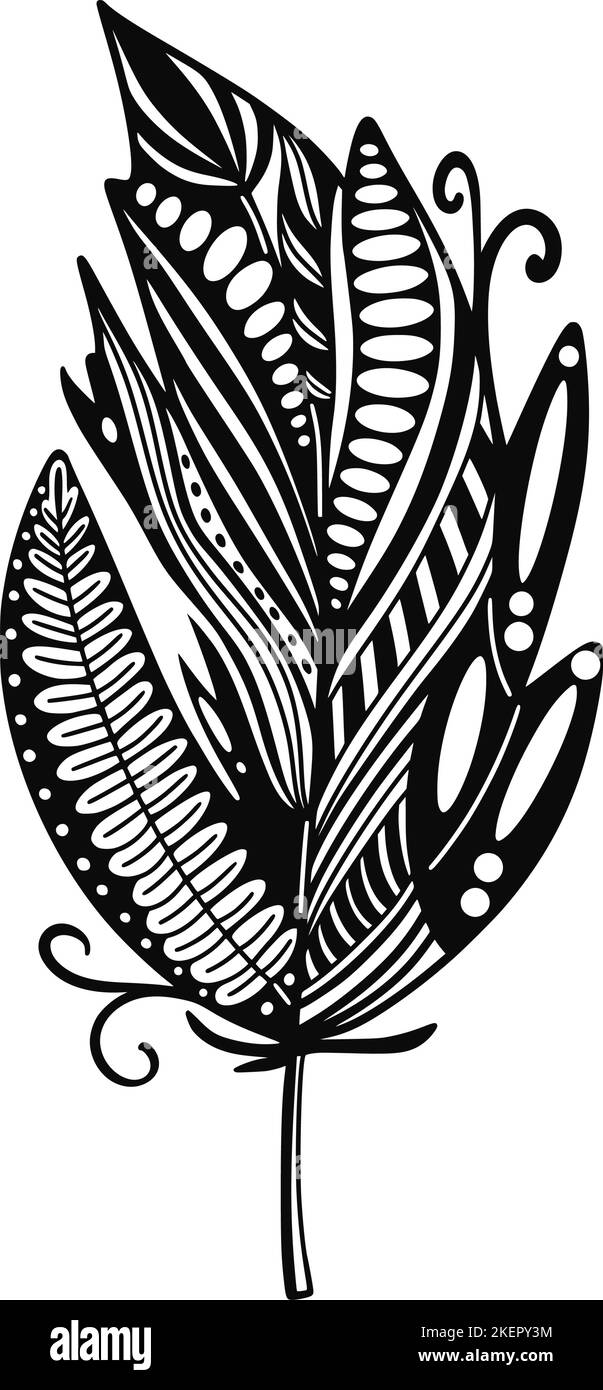 Decorated boho feather isolated vector Stock Vector Image & Art - Alamy