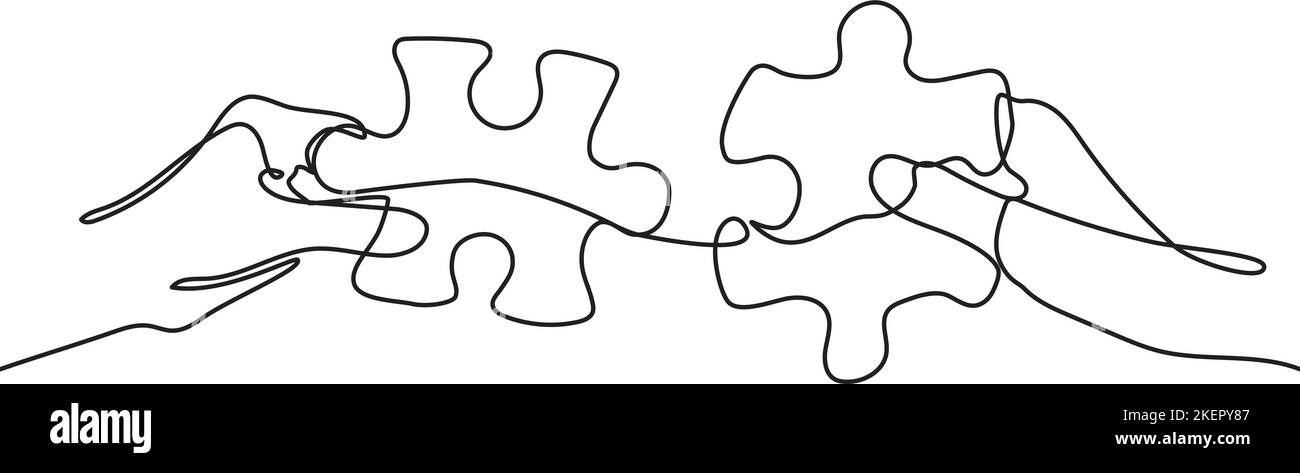 Hands holding puzzle parts vector illustration Stock Vector