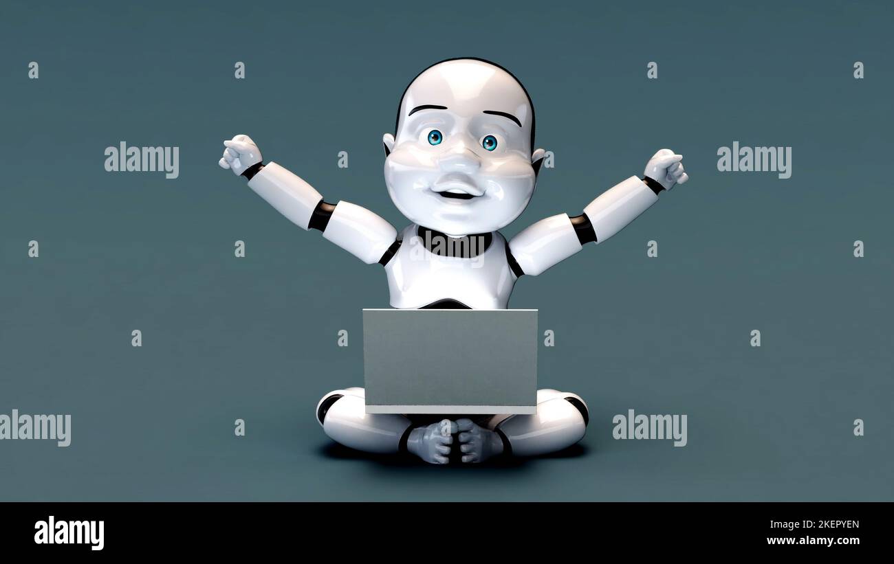 Fun 3D cartoon baby robot coding Stock Photo - Alamy