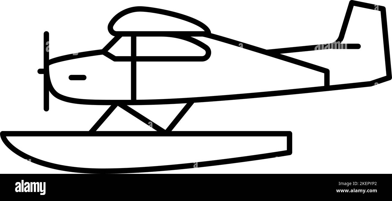 floatplane airplane aircraft line icon vector illustration Stock Vector ...