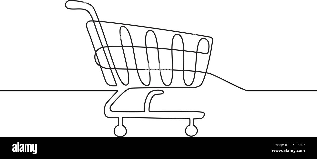 Shopping cart vector continuous line drawing Stock Vector Image & Art