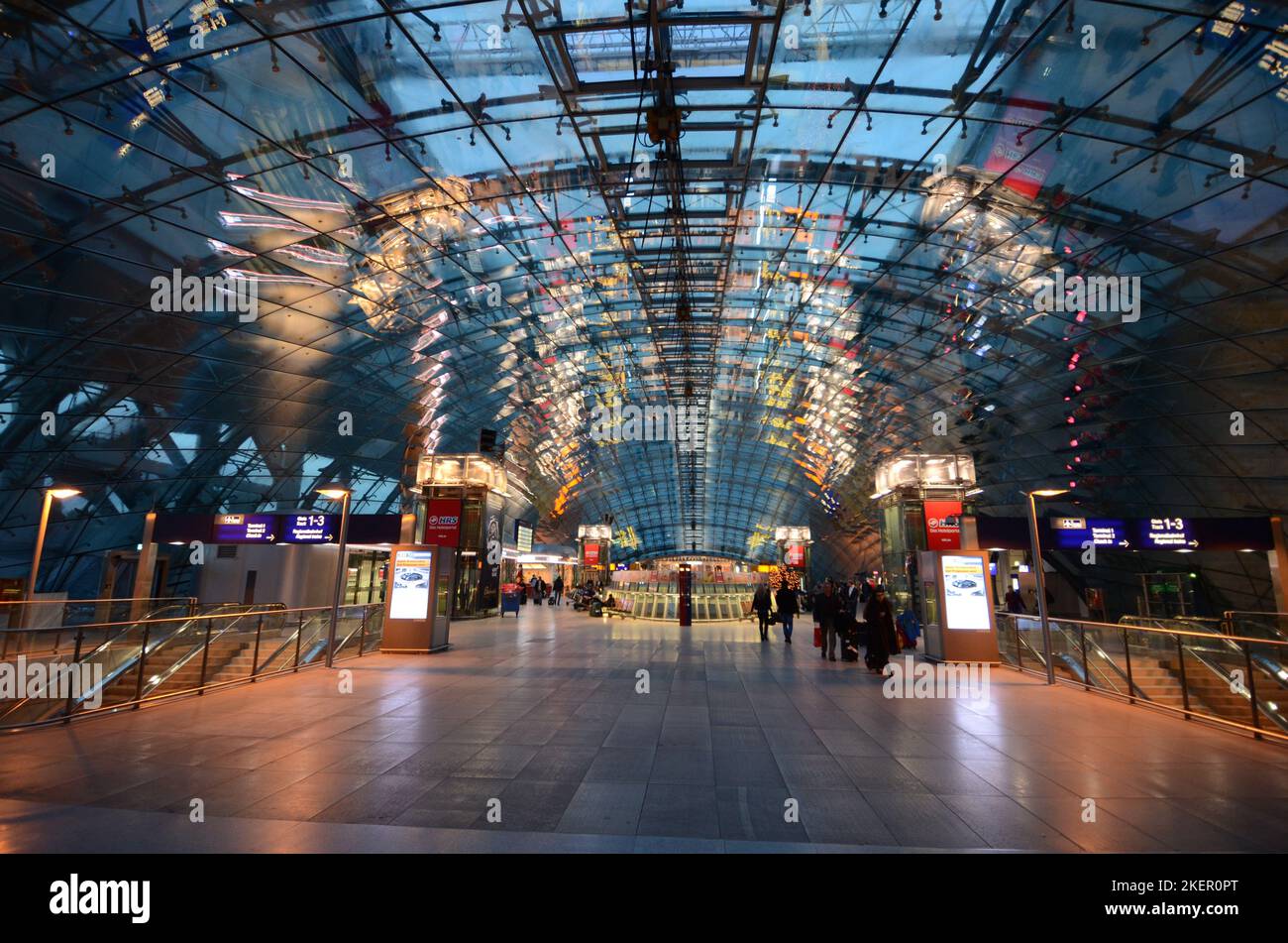 The Squaire Frankfurt Airport germany inside at night Stock Photo