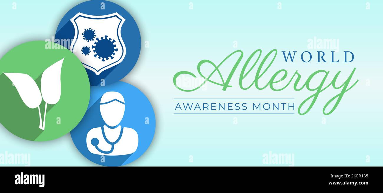 World Allergy Awareness Month Illustration Background Design Stock