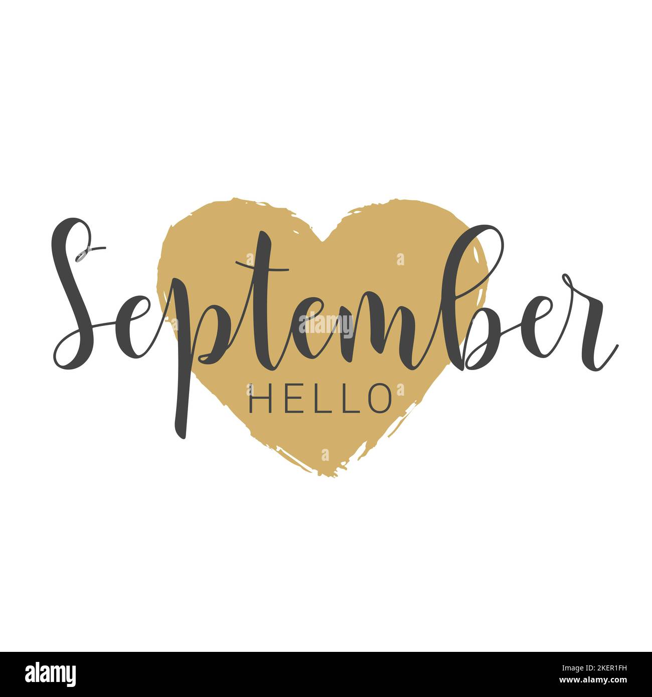 Vector illustration. Handwritten lettering of Hello September. Template ...
