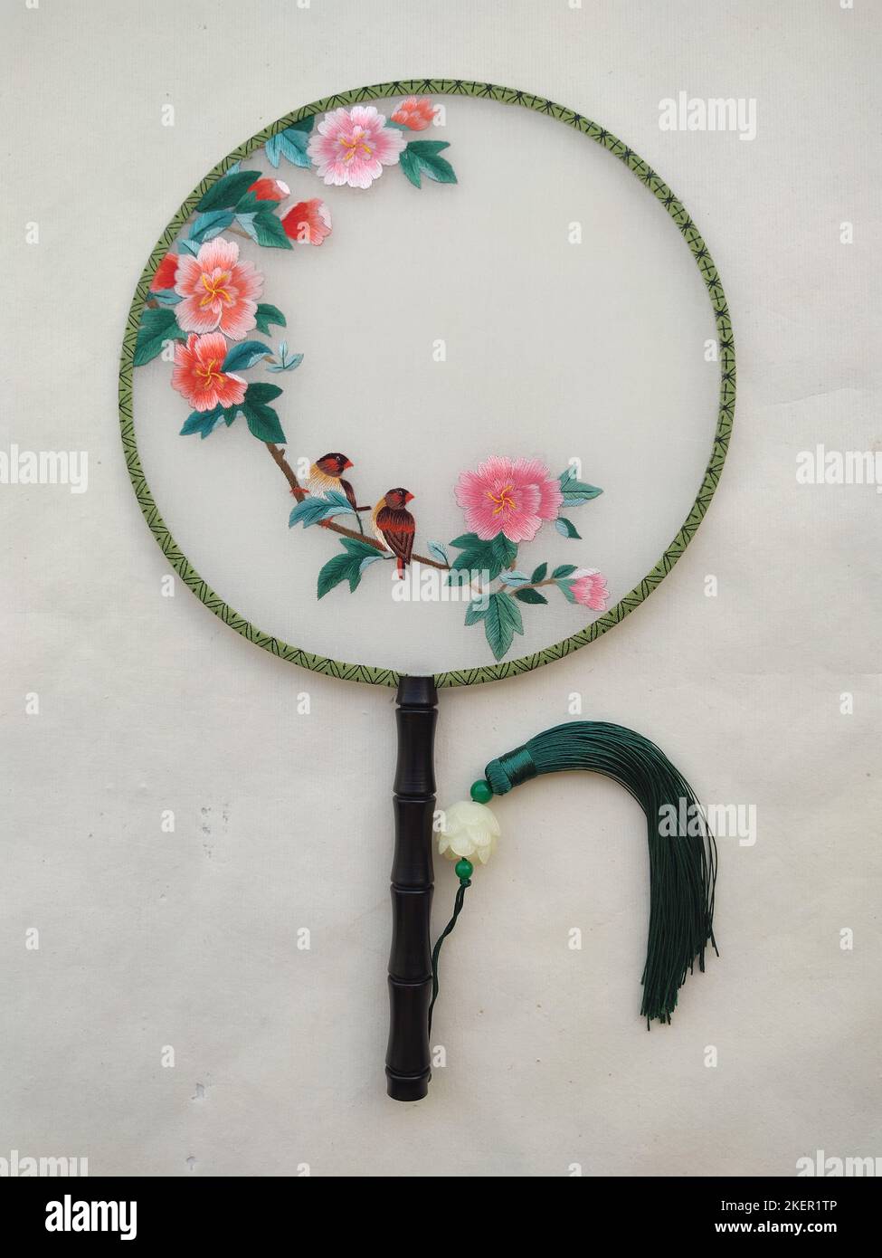 Guang dong style Chinese embroider fan Stock Photo