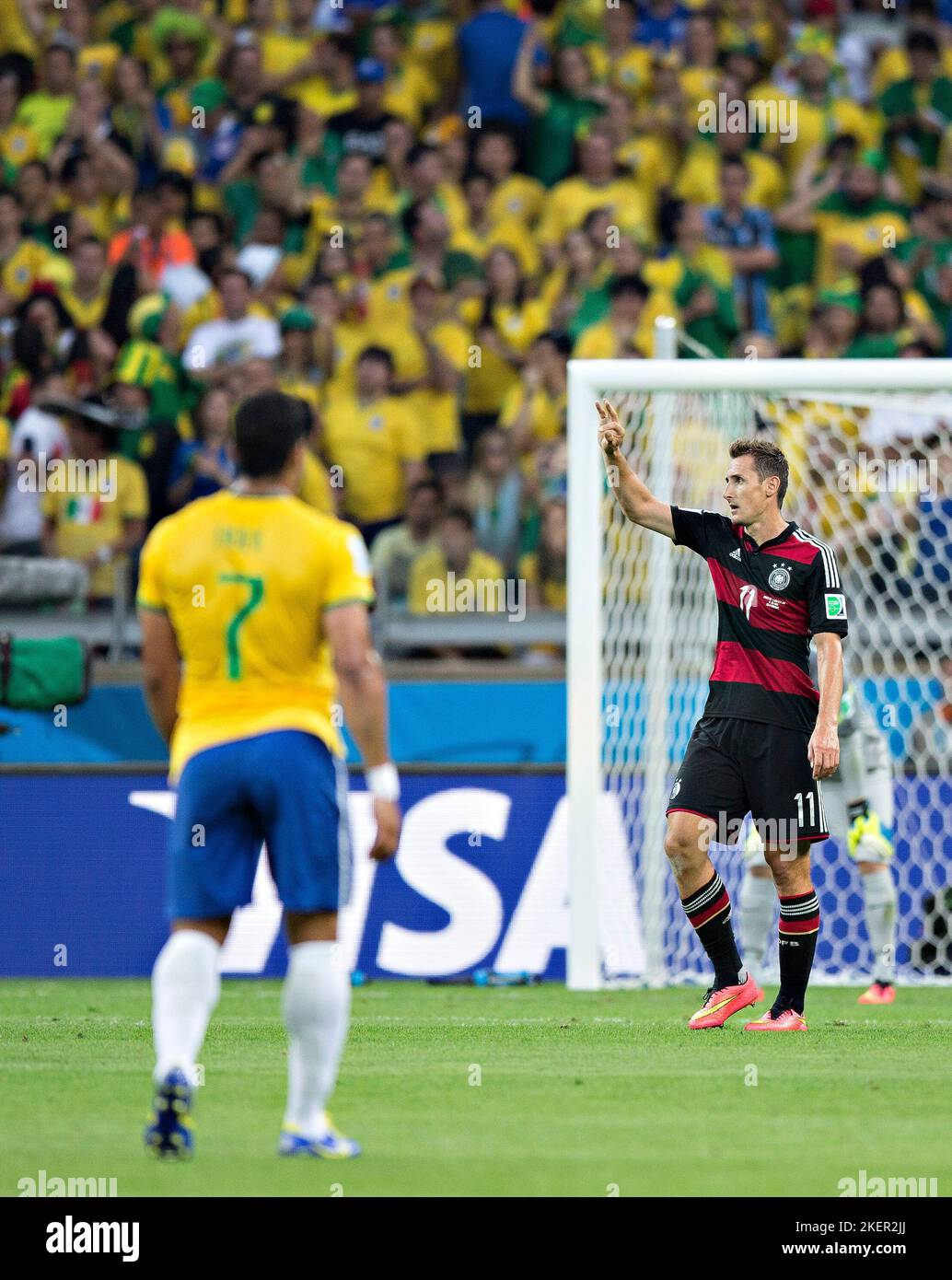Belo Horizonte, 08.07.2014, Estadio Mineirao Torjubel: Miroslav Klose (Deutschland) Brasilien - Deutschland  Copyright (nur fŸr journalistische Zwecke Stock Photo