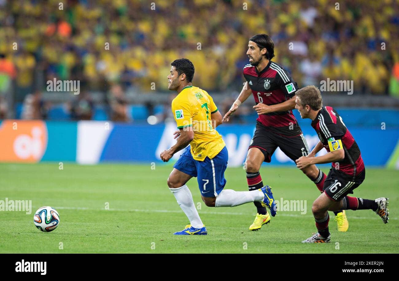 Belo Horizonte, 08.07.2014, Estadio Mineirao Hulk (Brasilien), Sami Khedira (Deutschland), Philipp Lahm (Deutschland) Brasilien - Deutschland  Copyrig Stock Photo