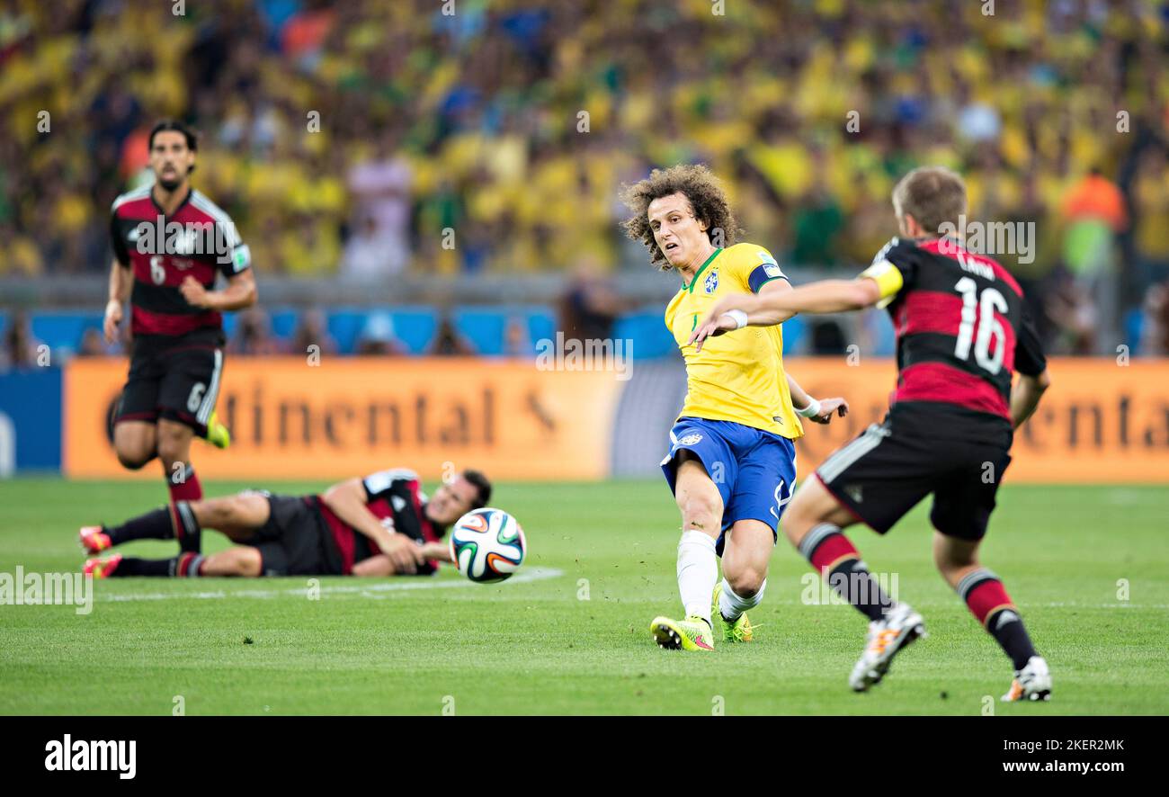 Belo Horizonte, 08.07.2014, Estadio Mineirao David Luiz (Brasilien), Philipp Lahm (Deutschland) Brasilien - Deutschland  Copyright (nur fŸr journalist Stock Photo