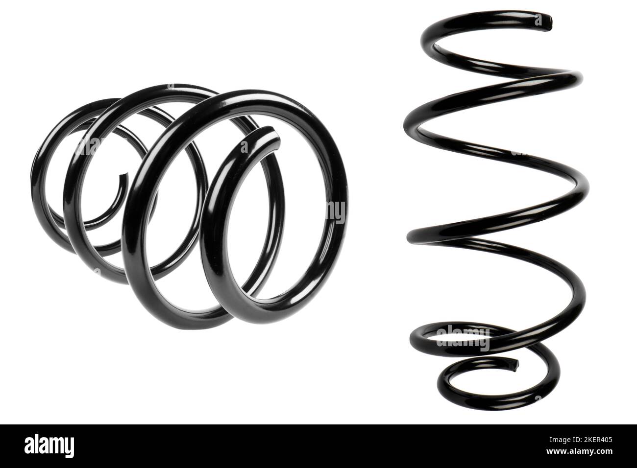 Automotive shock absorber coil spring isolated on white background