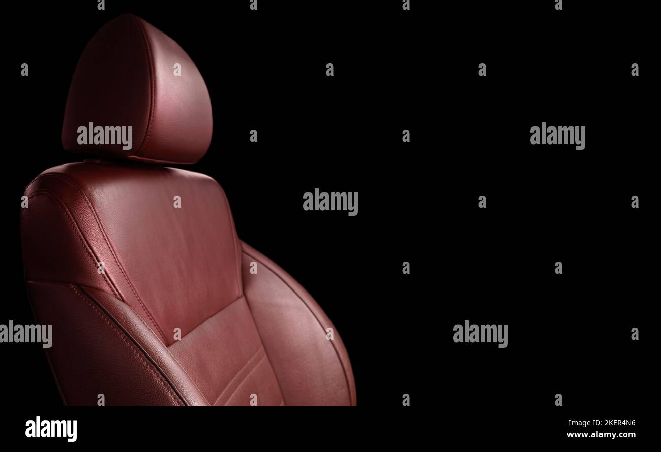 Modern luxury car red leather with alcantara interior. Part of red