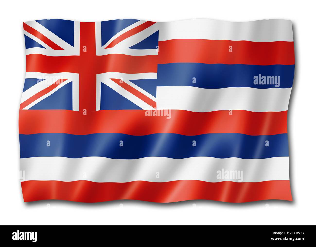 Hawaii flag, united states waving banner collection. 3D illustration