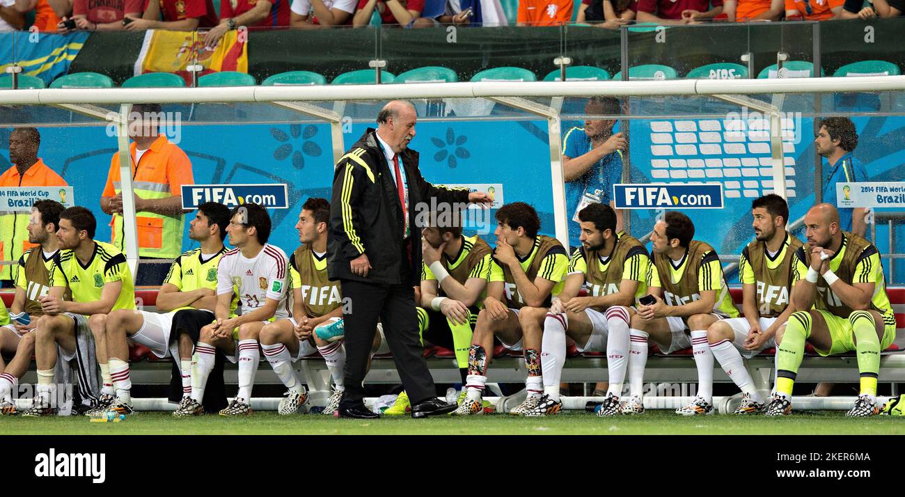 Salvador, 13.06.2014, Arena Fonte Nova Trainer Vicente del Bosque (Spanien) tršstet u.a. Javi Martinez (Spanien) Spanien - Niederlande Copyright (nur Stock Photo