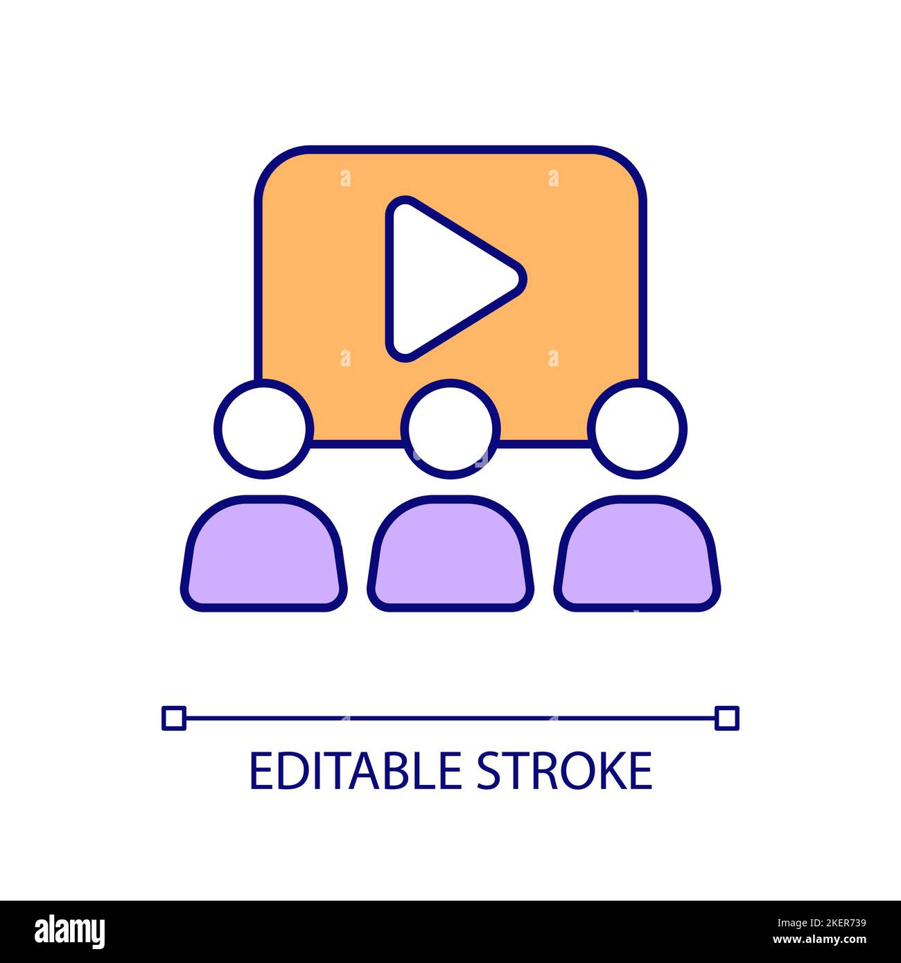 Video content viewing RGB color icon Stock Vector