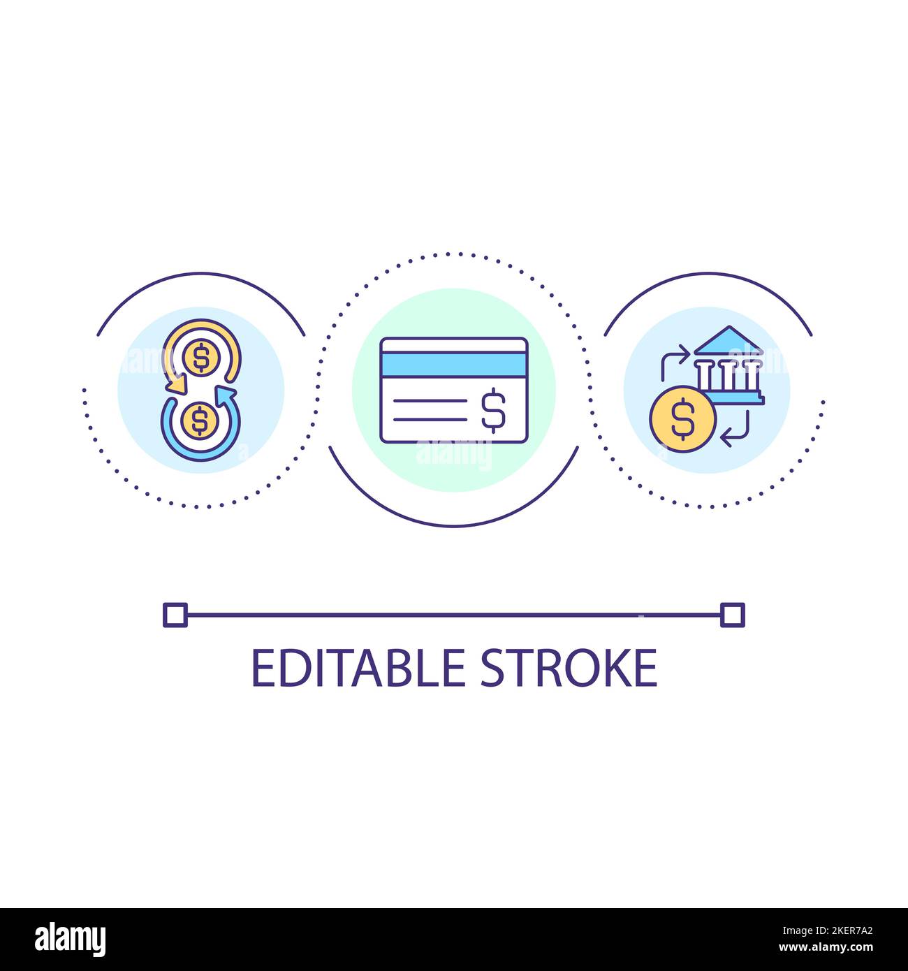 Banking service for customers loop concept icon Stock Vector