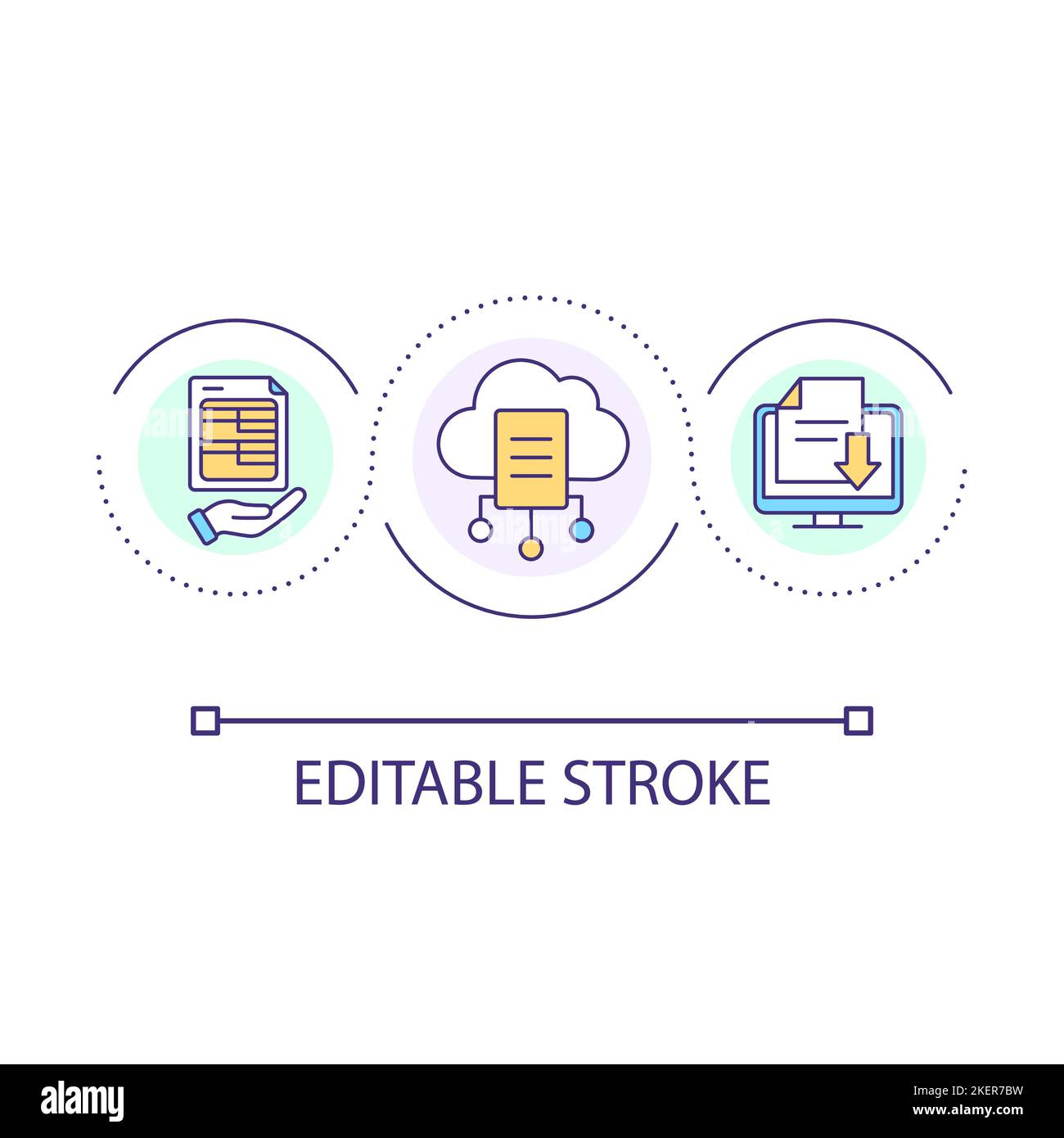 Cloud storage of information loop concept icon Stock Vector