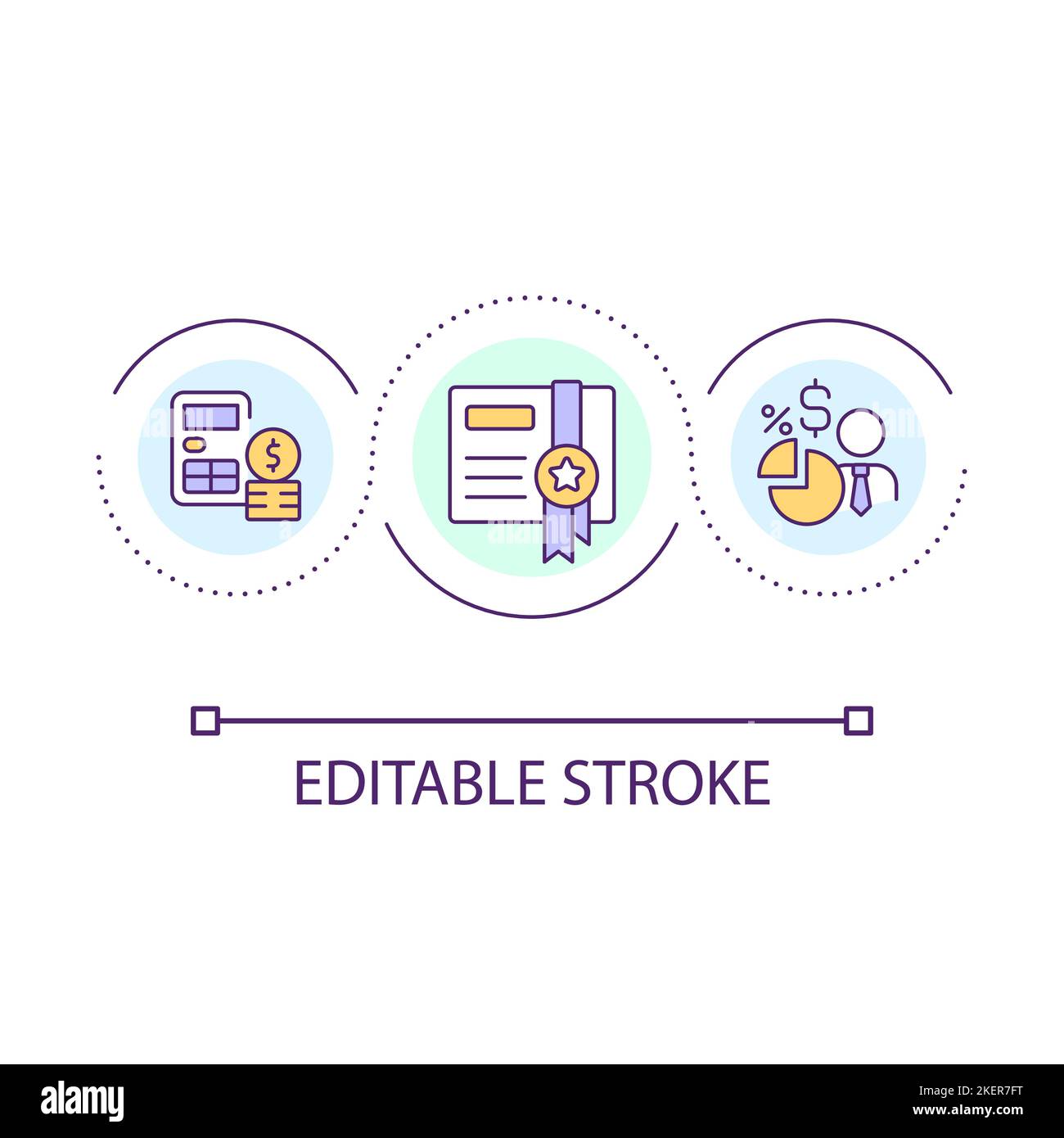 Certificated accountant assistance loop concept icon Stock Vector