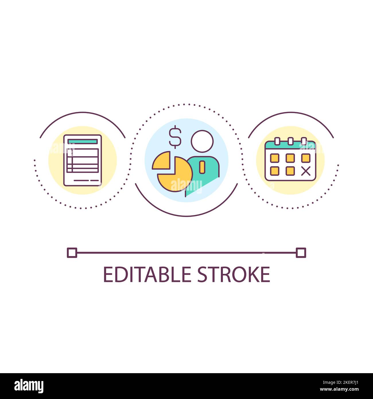 Time to pay taxes loop concept icon Stock Vector