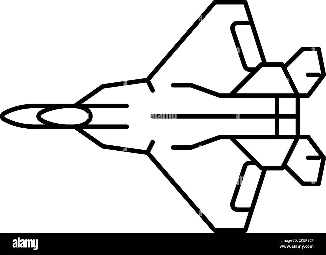 fighter jet airplane aircraft line icon vector illustration Stock ...