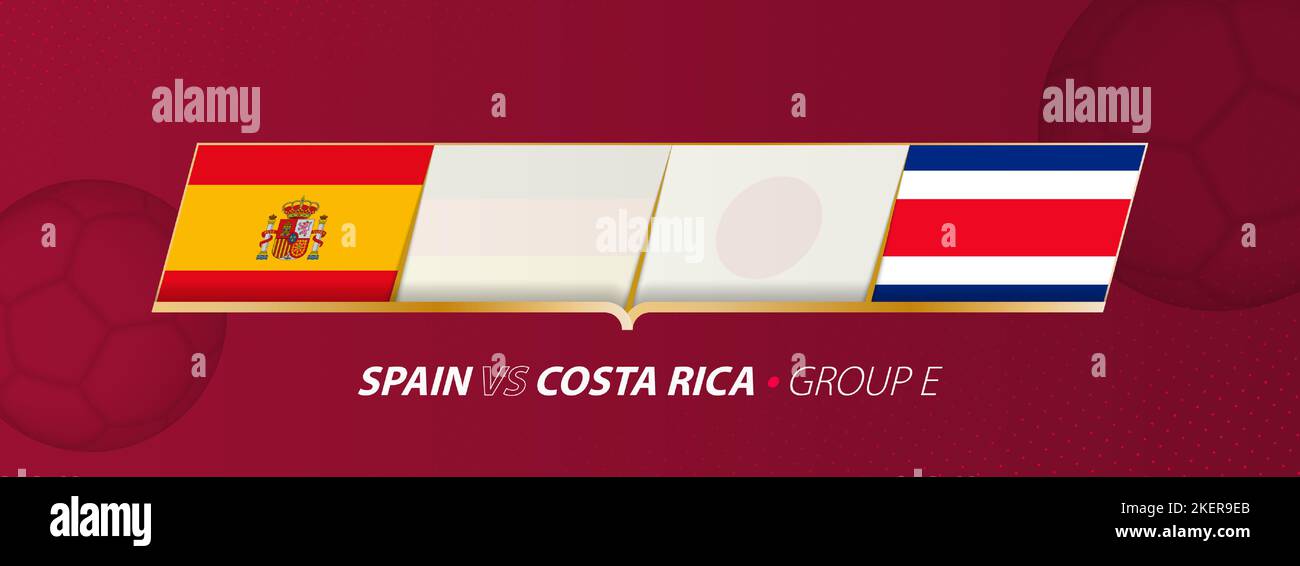Spain Costa Rica football match illustration in group A. Vector flags