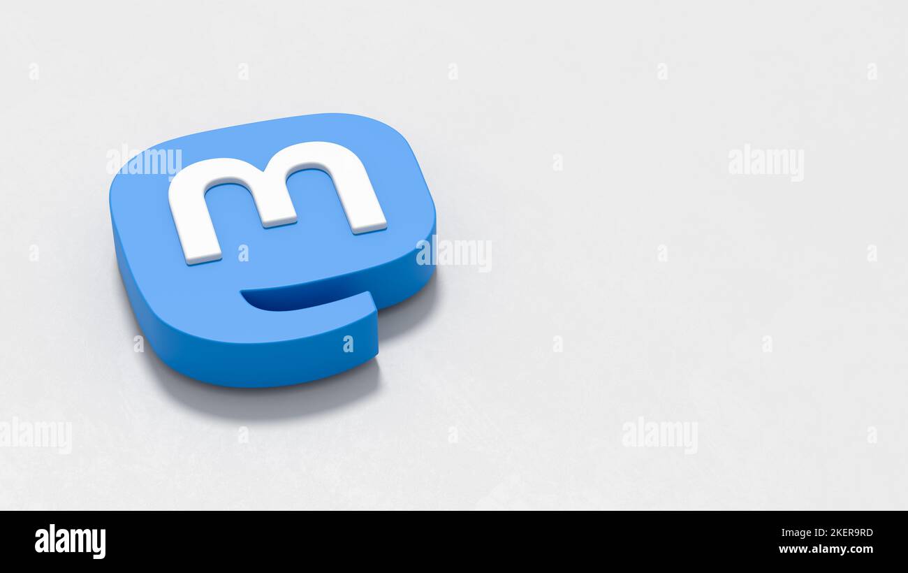 Mastodon Logo on Gray Background with Copy Space Stock Photo - Alamy