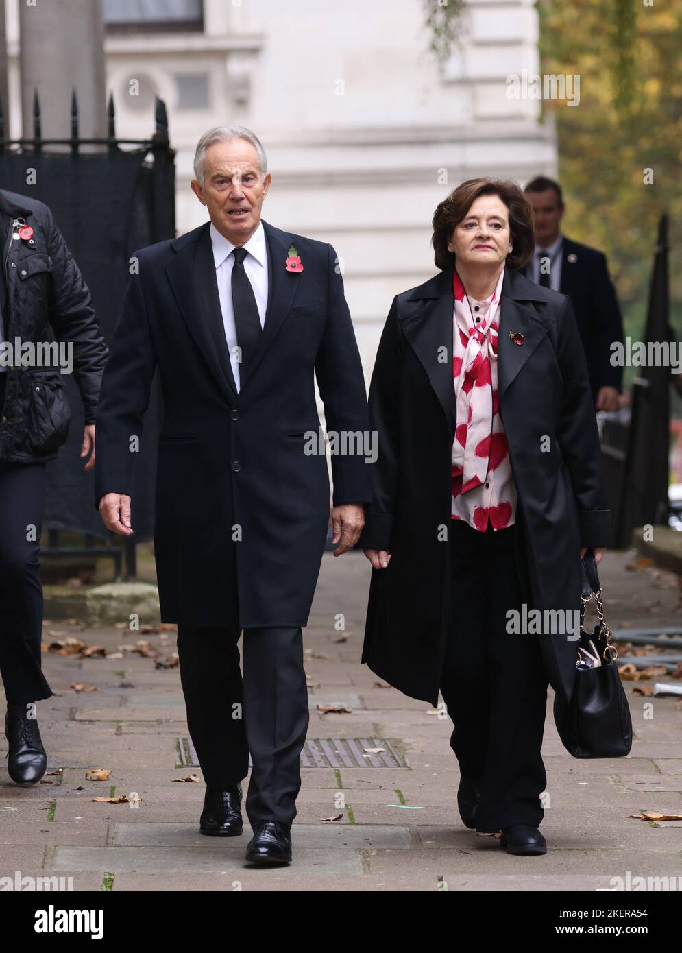 London, UK. 13th Nov, 2022. Tony Blair and wife Cherie Blair in Downing