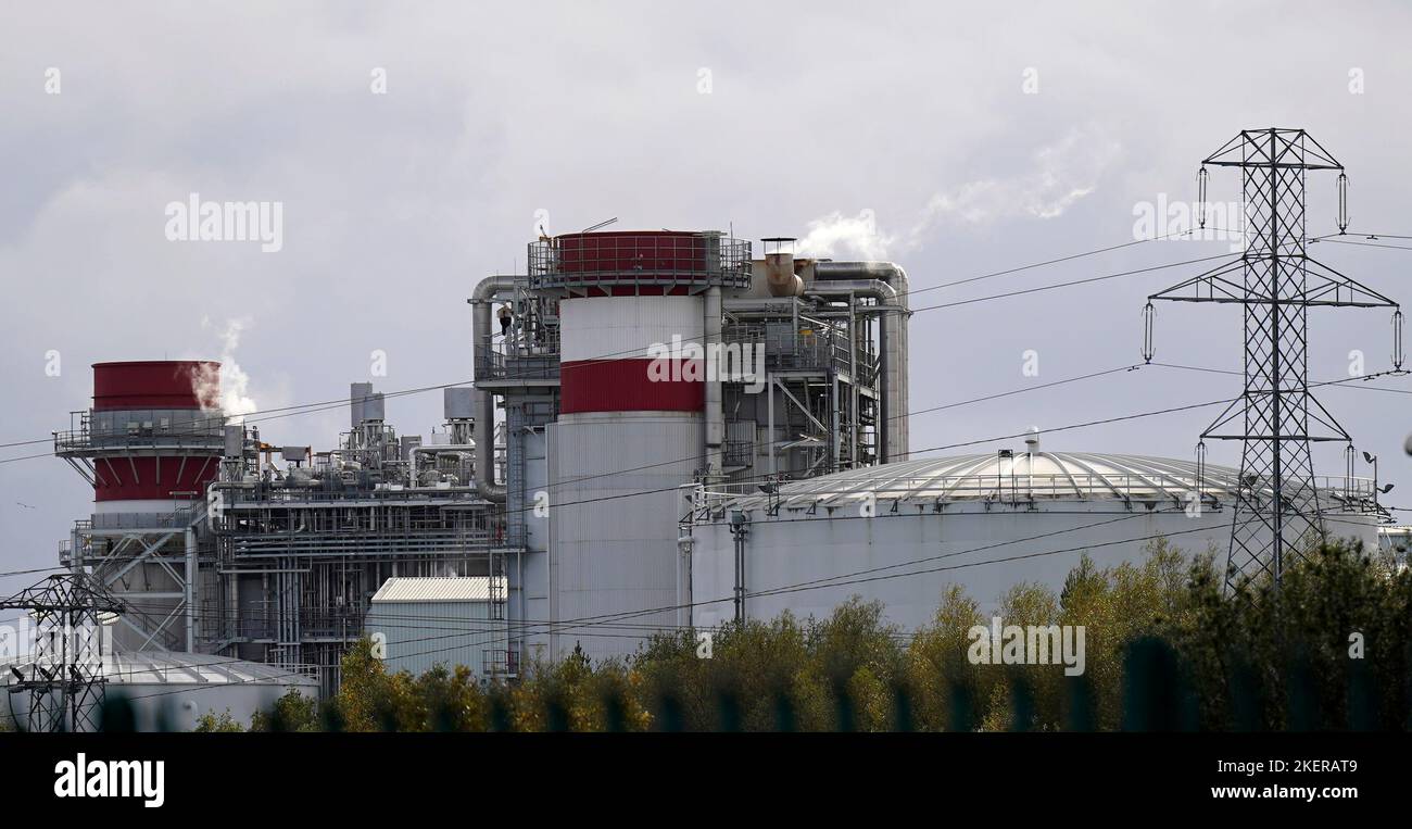 A general view of Energia's Huntstown Gas powered power station in Dublin. Picture date: Monday November 14, 2022. Stock Photo