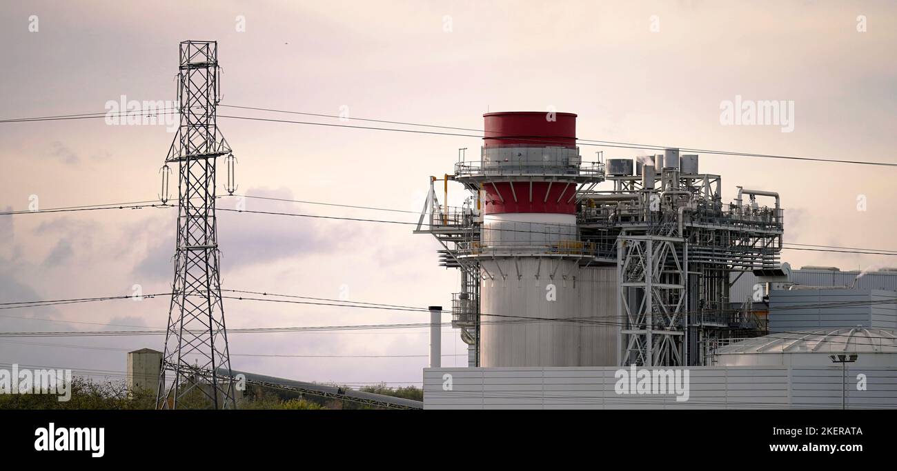 A general view of Energia's Huntstown Gas powered power station in Dublin. Picture date: Monday November 14, 2022. Stock Photo