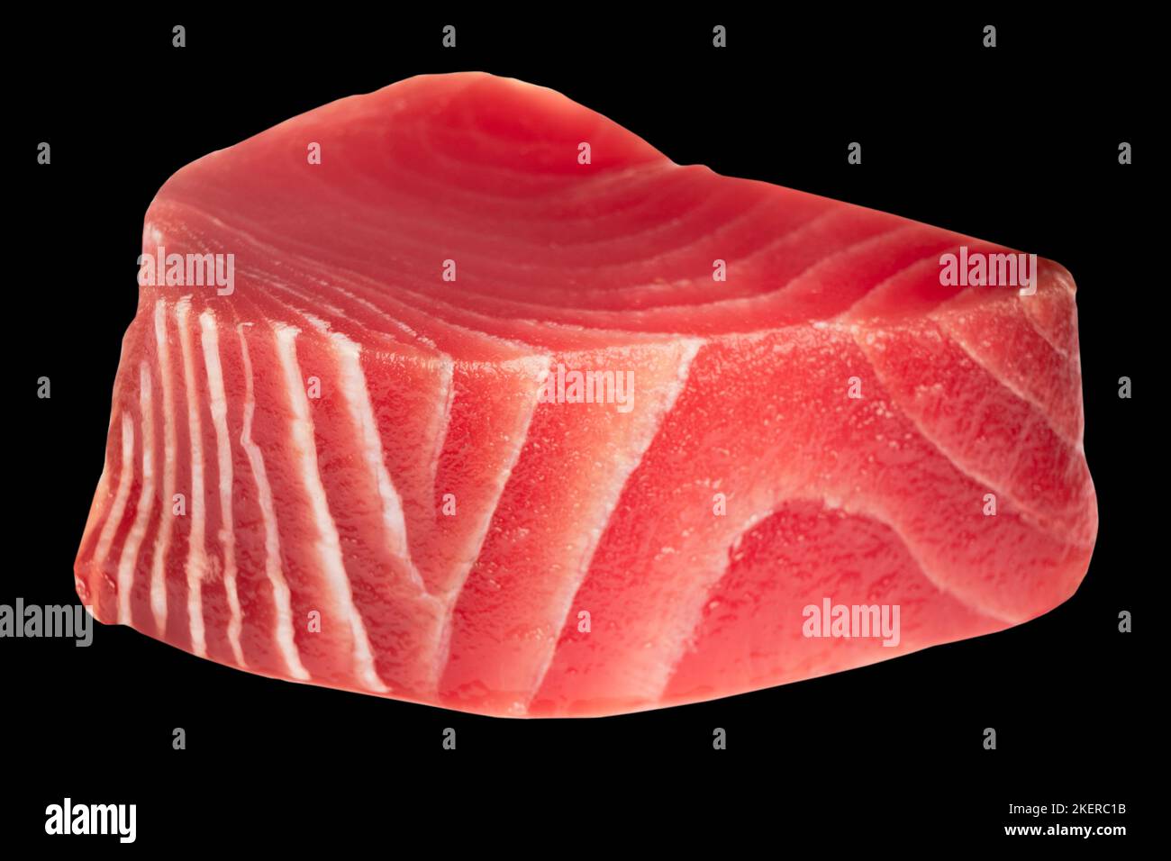 Yellow fin tuna steak isolated on black background. Fresh rare tuna steak isolated. Raw