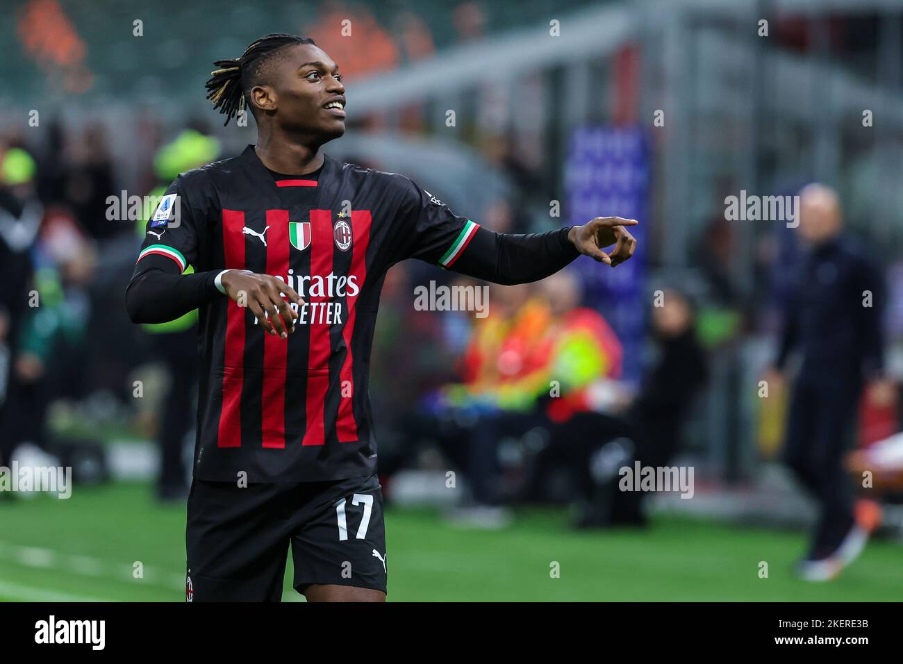 Rafael Leao of AC Milan celebrates after scoring a goal during the ...