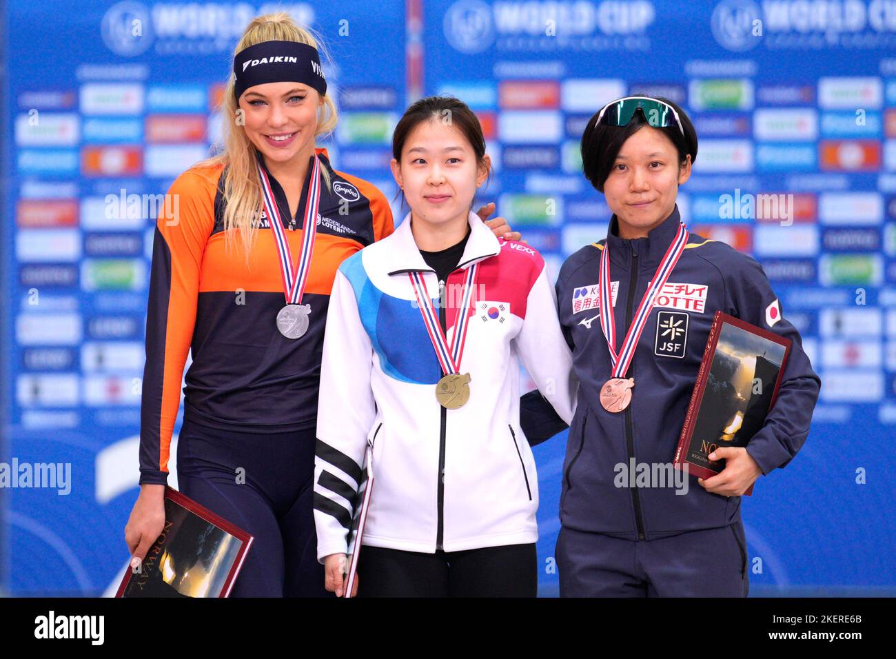 Stavanger 20221111.Min-Sun Kim from Korea wins the women's 500 m during ...