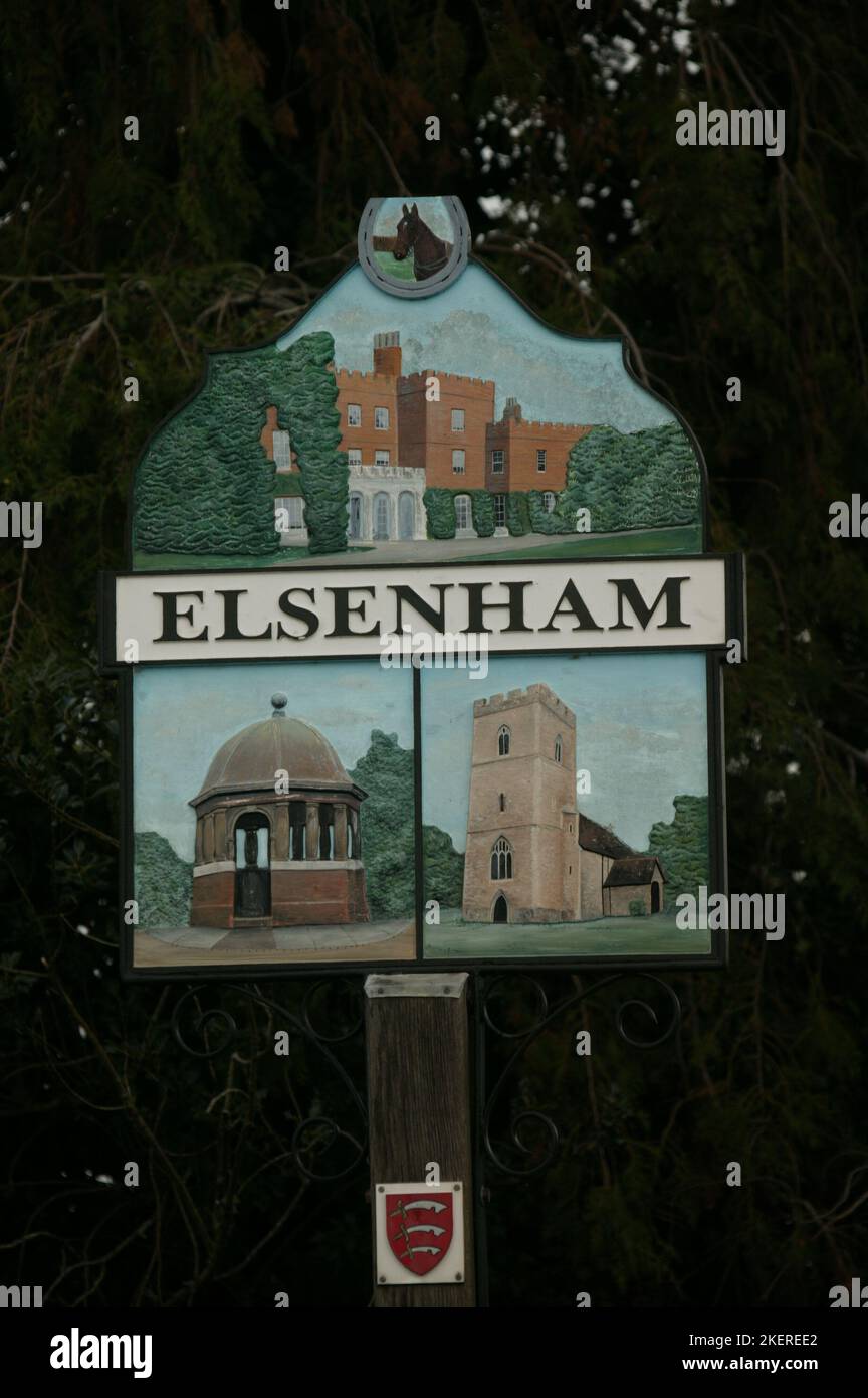 Elsenham Village Sign Stock Photo Alamy